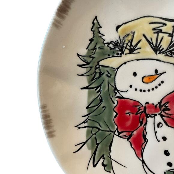 Grace Teaware Christmas SNOWMAN Porcelain Salad Plates 8.5in Set of 4 New - Picture 6 of 15